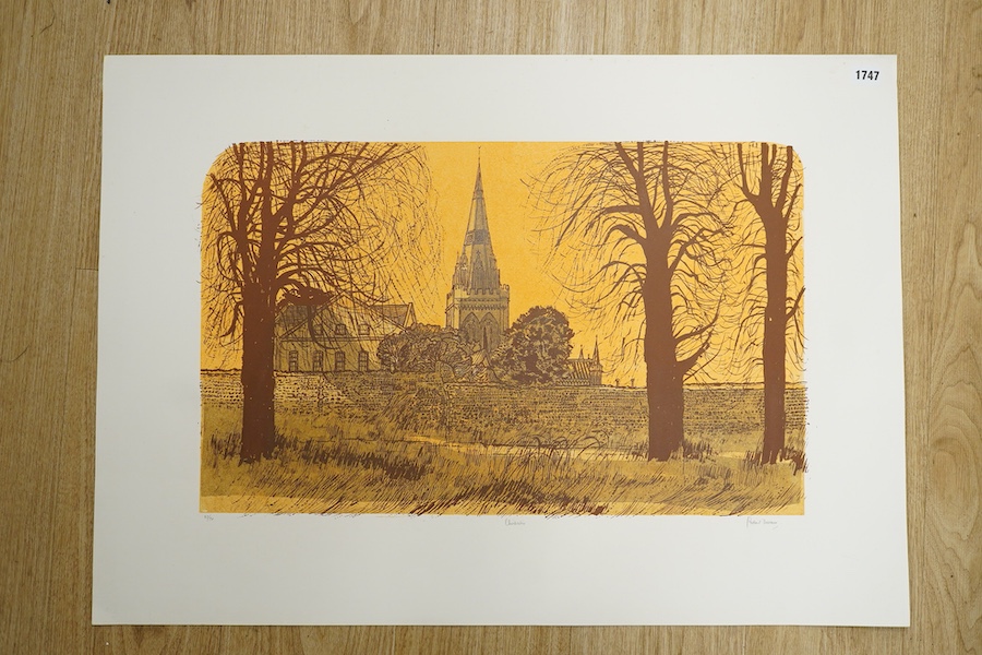 Robert Tavener (1920-2004), linocut, ‘Chichester’, signed in pencil, limited edition 23/50, 59 x 84cm, unframed